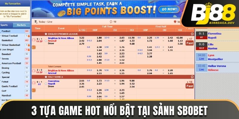 Sbobet BJ88 - Sân Chơi Cá Cược Thể Thao Online Đỉnh Cao 3 3 tựa game hot nổi bật tại sảnh Sbobet