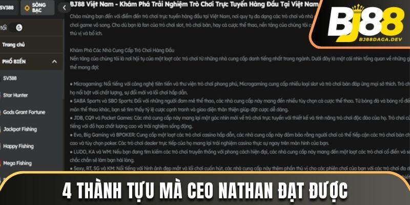 CEO BJ88 Nathan - Nhà Lãnh Đạo Tài Ba Tạo Nên Thương Hiệu 4 4 thành tựu mà CEO Nathan đạt được