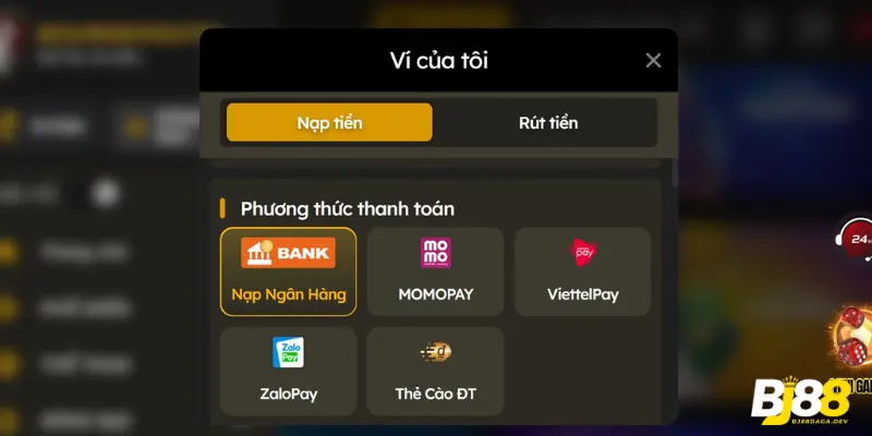 Hướng Dẫn Newbie Nạp Tiền BJ88 Nhanh Chóng Và Dễ Hiểu 2 BJ88 cung cấp đa dạng hình thức gửi tiền như ngân hàng, thẻ cào và ví điện tử