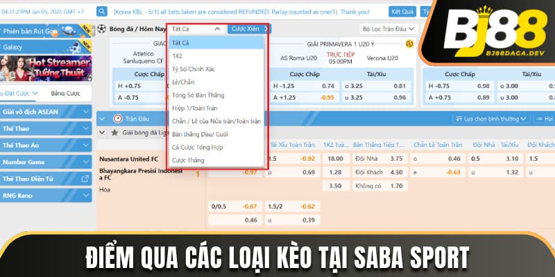 Saba Sport BJ88 - Sảnh Cá Độ Thể Thao Cực Hấp Dẫn 4 Điểm qua các loại kèo tại Saba Sport